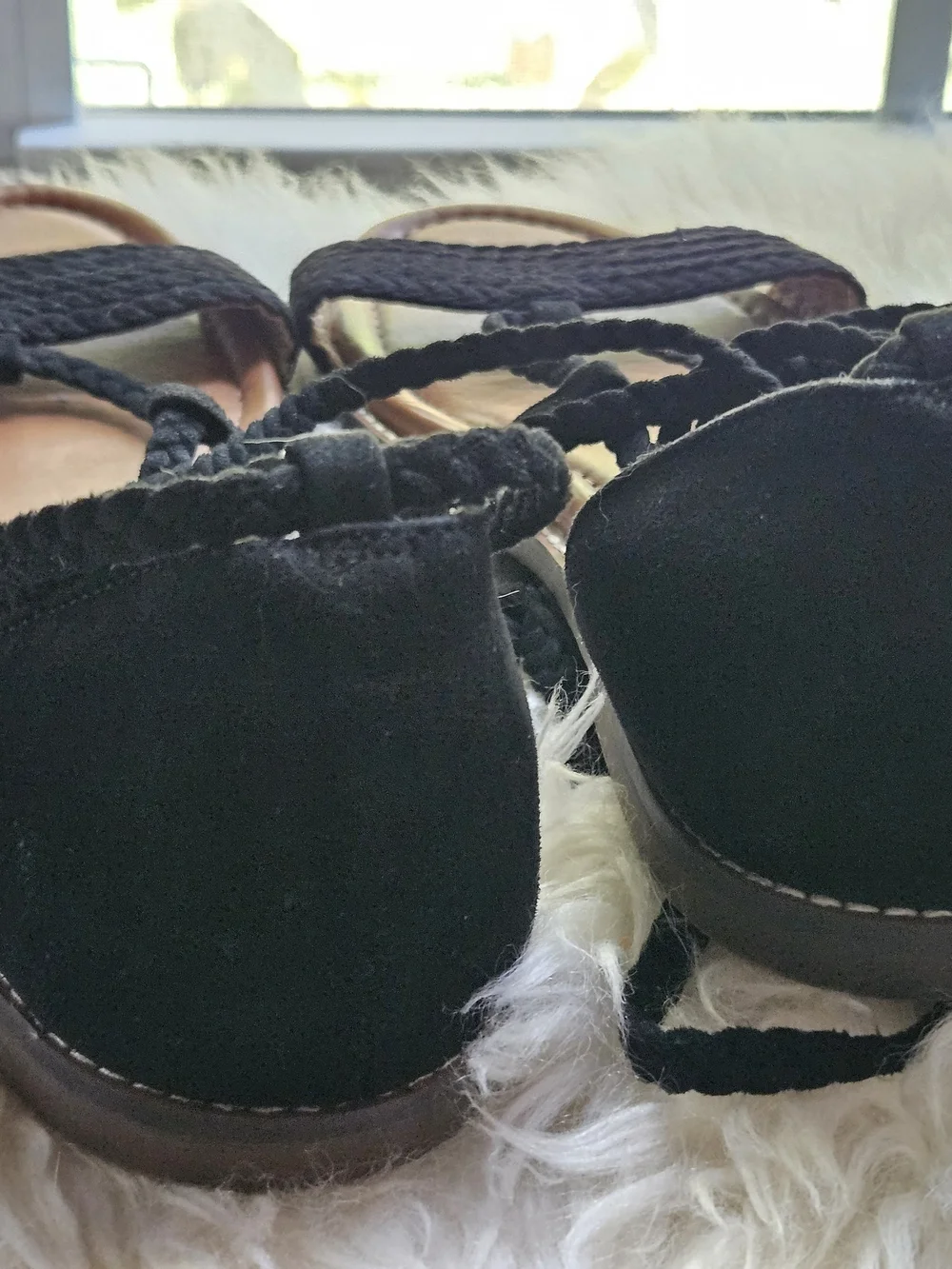 Crown Vintage Preslen Black Braided Lace-Up Gladiator Sandals - Size 11